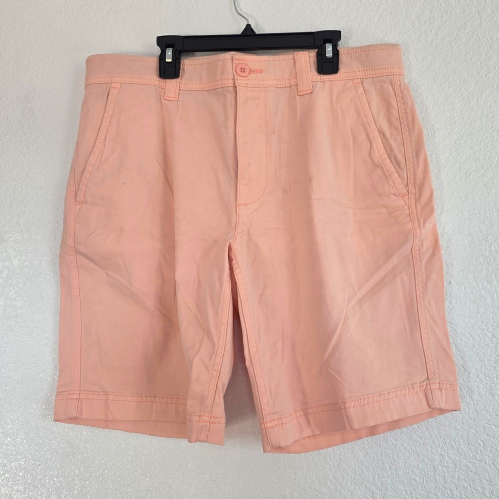 JOHNSTON & MURPHY Comfort Stretch Coral Pink ‎ Front Chino Shorts Mens Size 34